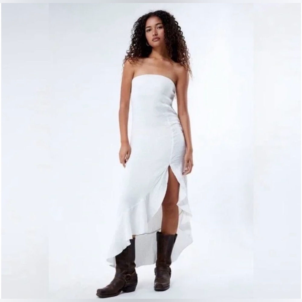 FP Made Me Blush Midi Strapless White Dress Sz XL